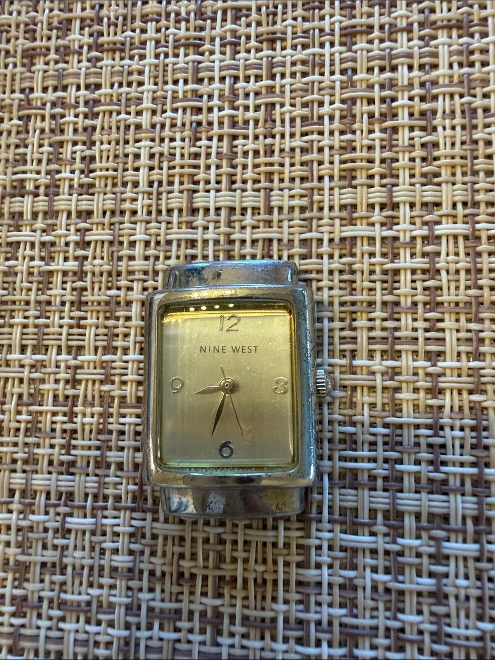 Nine West Silver Rectangular Watch Face with a Champagne Dial